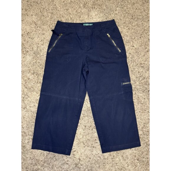 VINTAGE RALPH LAUREN Navy Cargo Capri Pants Outdoor Hiking Camping Y2k 4 28x20 - Picture 1 of 8